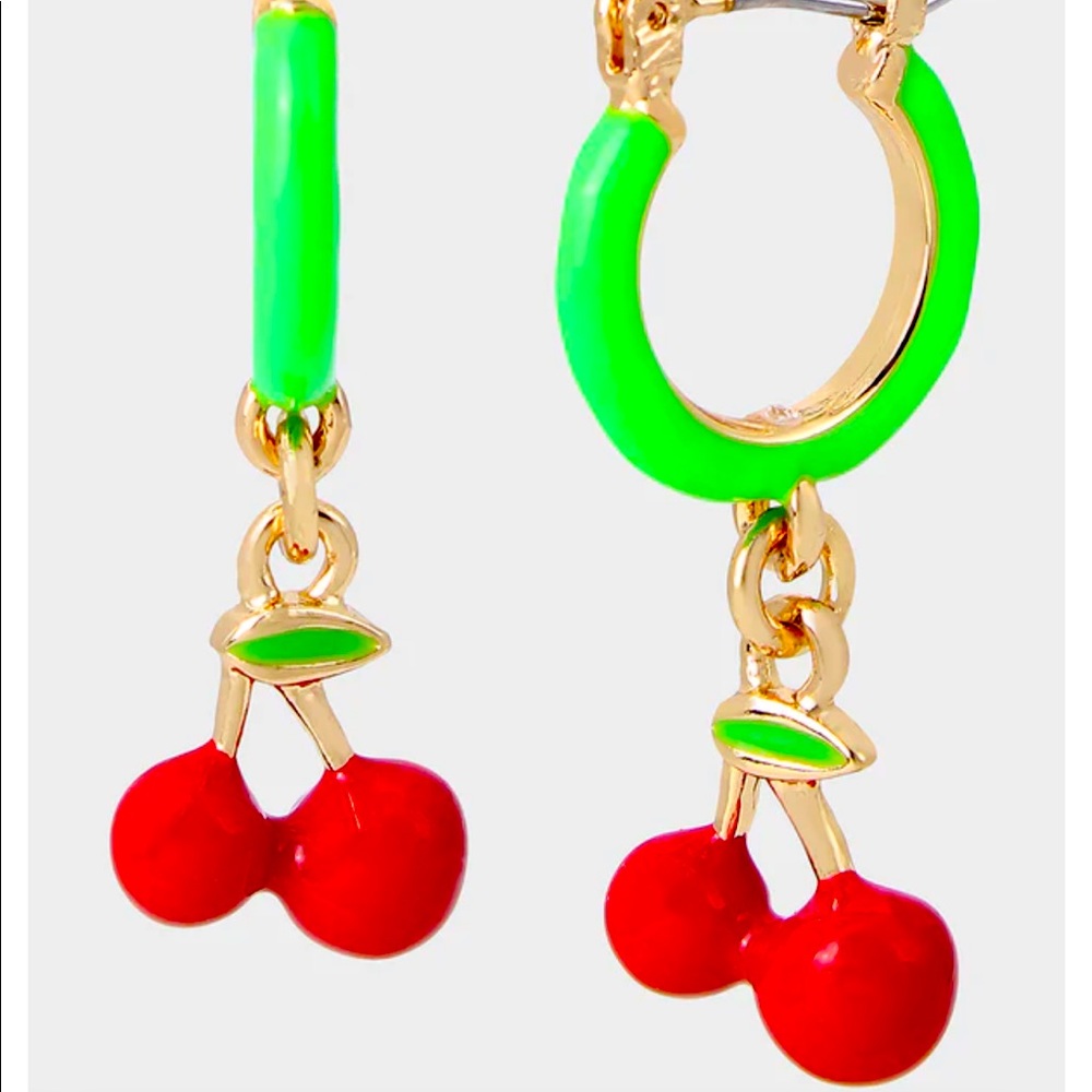 New Betsey Johnson Cherry Huggie Earrings